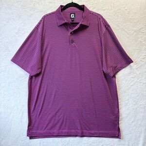 FootJoy Shirt Men XL Pink‎ Stripe Stretch Athletic Fit Performance Golf Polo
